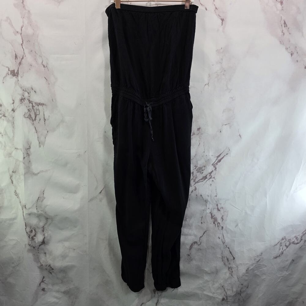 Talula Jumpsuit Womens XS Black Jogger Strapless Tube Pockets Crop Tie